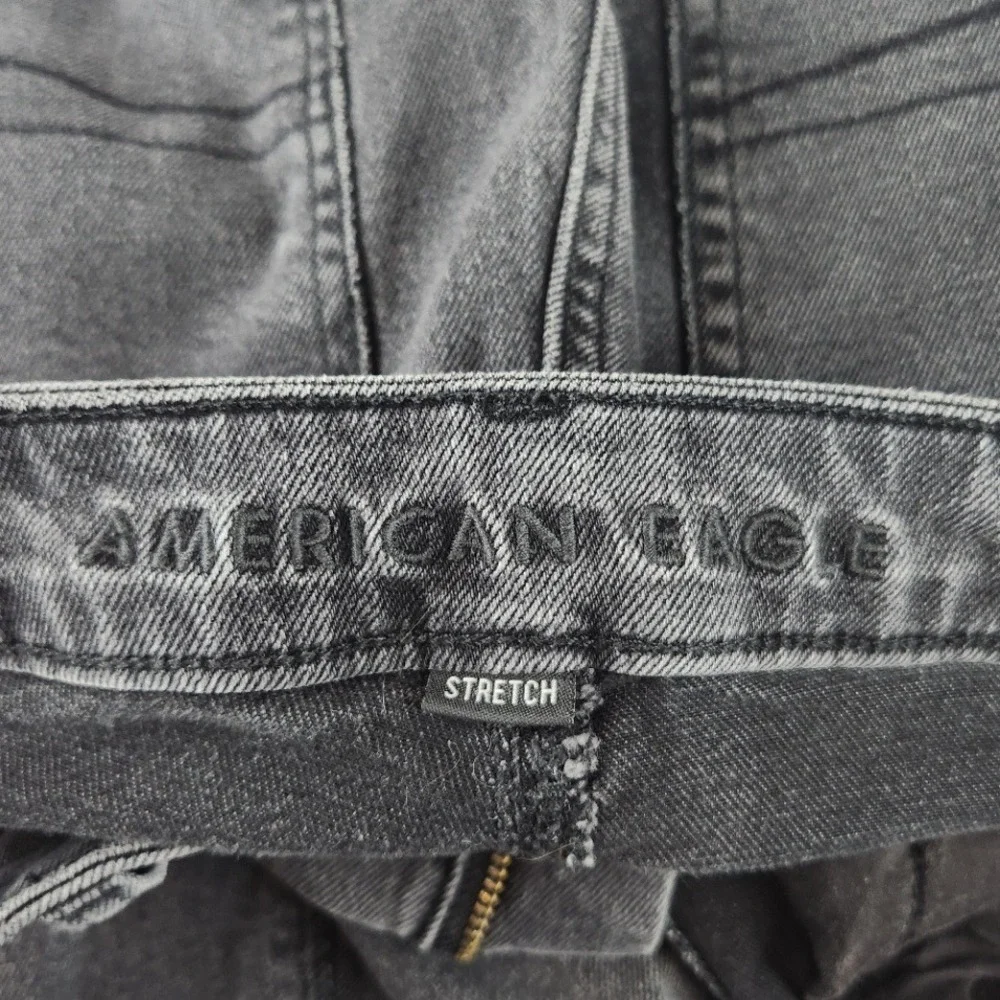 American Eagle Stretch Jeans Faded Black Denim Womens Size 6 Slim‎ Straight